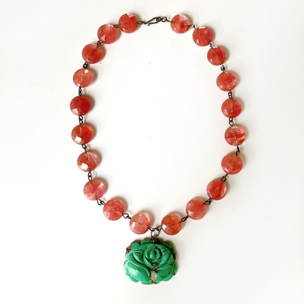 Jade & Pink Stone Necklace